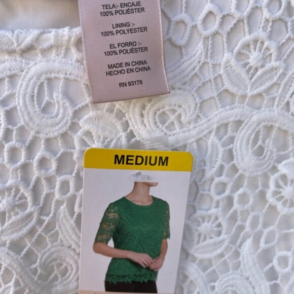 Philosophy White Lace Short Sleeve Top NWT Size M - Picture 5 of 7